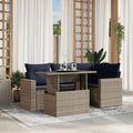 5-teiliges Gartensofa-Set mit Kissen, grau, Polyrattan