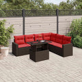 7-teiliges Gartensofa-Set mit Kissen, braun, Polyrattan