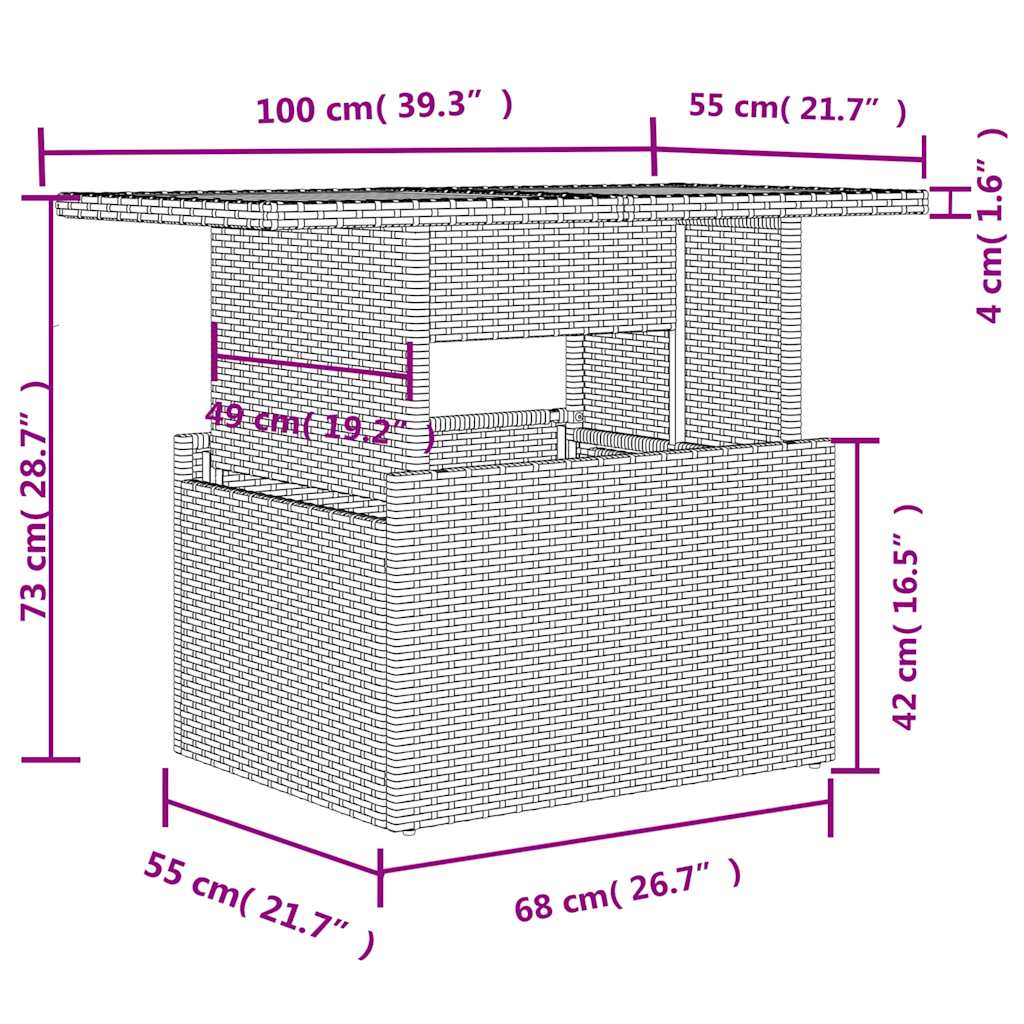 9-teiliges Gartensofa-Set mit Kissen, braun, Polyrattan