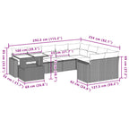 10-tlg. Garten-Sofagarnitur mit Kissen Grau Poly Rattan