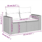 10-tlg. Garten-Sofagarnitur mit Kissen Hellgrau Poly Rattan
