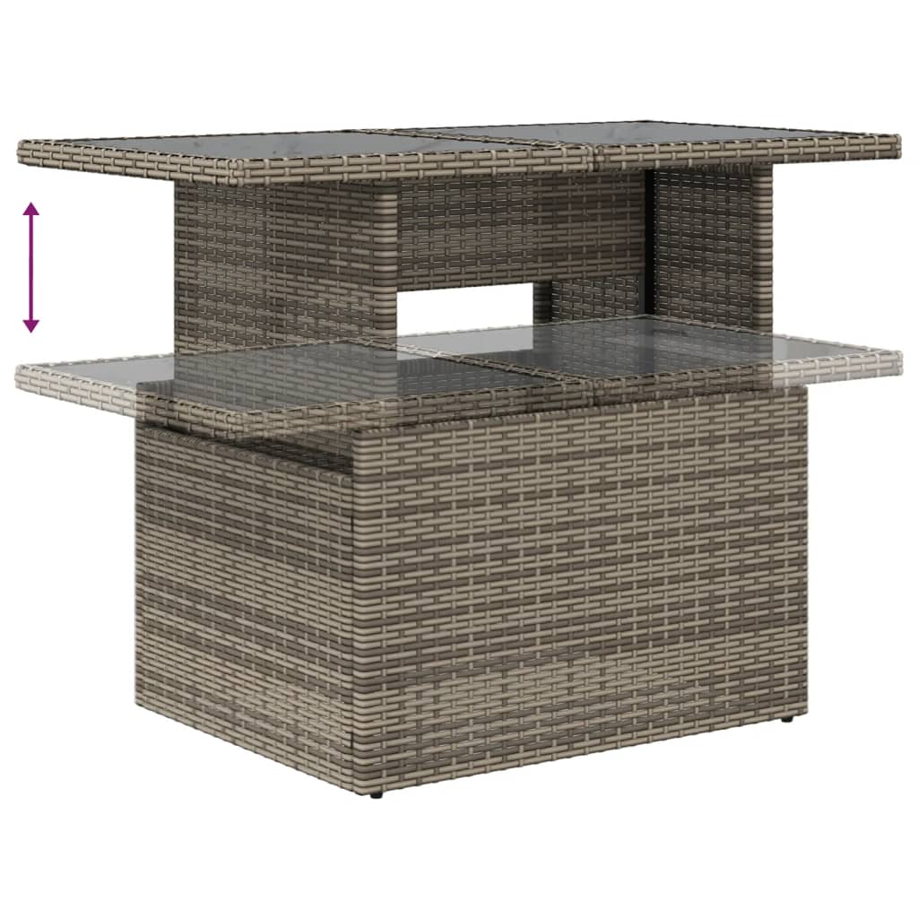 5-teiliges Gartensofa-Set mit Kissen, grau, Polyrattan