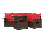 6-teiliges Gartensofa-Set mit Kissen, braun, Polyrattan