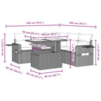6-teiliges Gartensofa-Set mit Kissen, braun, Polyrattan
