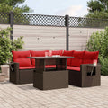 6-teiliges Gartensofa-Set mit Kissen, braun, Polyrattan