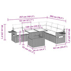 7-teiliges Gartensofa-Set mit Kissen, braun, Polyrattan
