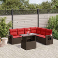 7-teiliges Gartensofa-Set mit Kissen, braun, Polyrattan