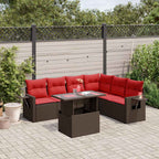 7-teiliges Gartensofa-Set mit Kissen, braun, Polyrattan