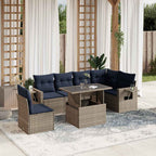 7-teiliges Gartensofa-Set mit Kissen, grau, Polyrattan