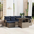 7-teiliges Gartensofa-Set mit Kissen, grau, Polyrattan