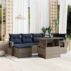 7-teiliges Gartensofa-Set mit Kissen, grau, Polyrattan