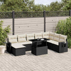 8-tlg. Garten-Sofagarnitur mit Kissen Schwarz Poly Rattan