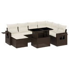 8-tlg. Garten-Sofagarnitur mit Kissen Braun Poly Rattan