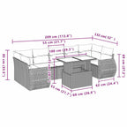 8-teiliges Gartensofa-Set mit Kissen, braun, Polyrattan