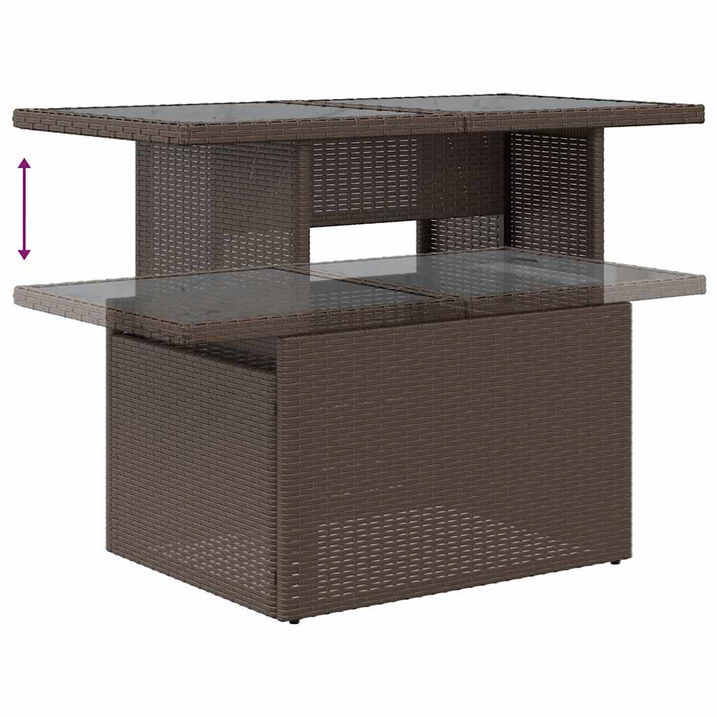 6-teiliges Gartensofa-Set mit Kissen, braun, Polyrattan