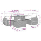 6-teiliges Gartensofa-Set mit Kissen, braun, Polyrattan
