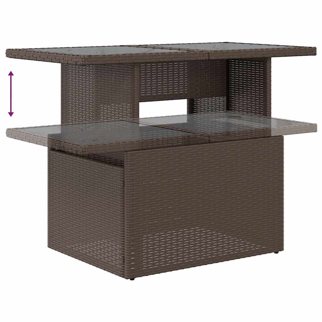 7-teiliges Gartensofa-Set mit Kissen, braun, Polyrattan