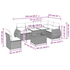 7-teiliges Gartensofa-Set mit Kissen, grau, Polyrattan