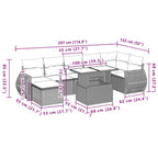 8-teiliges Gartensofa-Set mit Kissen, grau, Polyrattan