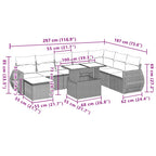 10-teiliges Gartensofa-Set mit Kissen, grau, Polyrattan
