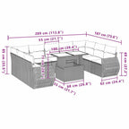 10-tlg. Garten-Sofagarnitur mit Kissen Hellgrau Poly Rattan