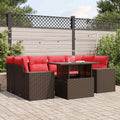 7-teiliges Gartensofa-Set mit Kissen, braun, Polyrattan
