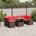 8-teiliges Gartensofa-Set mit Kissen, braun, Polyrattan