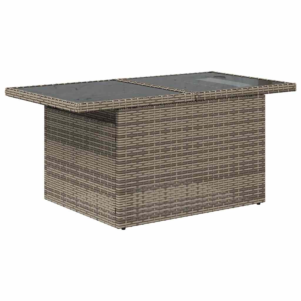 9-teiliges Gartensofa-Set mit Kissen, grau, Polyrattan