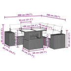 6-teiliges Gartensofa-Set mit Kissen, braun, Polyrattan