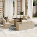 9-tlg. Garten-Sofagarnitur mit Kissen Beige Poly Rattan