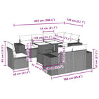 9-teiliges Gartensofa-Set mit Kissen, grau, Polyrattan