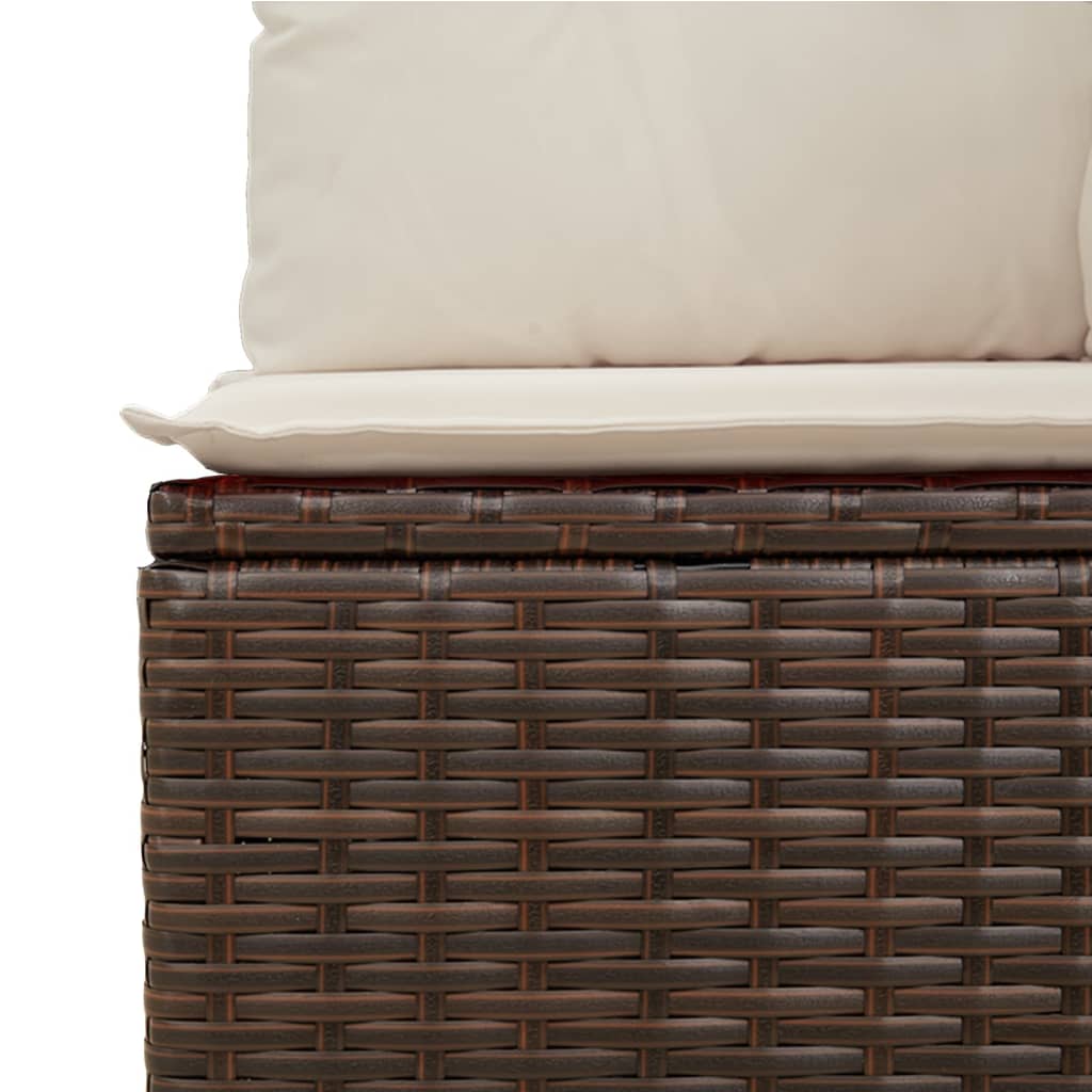 9-tlg. Garten-Sofagarnitur mit Kissen Braun Poly Rattan