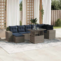 8-teiliges Gartensofa-Set mit Kissen, grau, Polyrattan