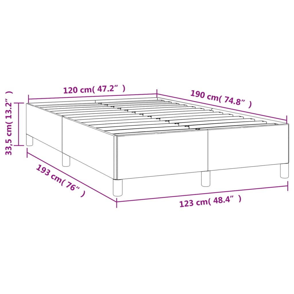Bettgestell ohne Matratze Creme 120x190 cm Stoff