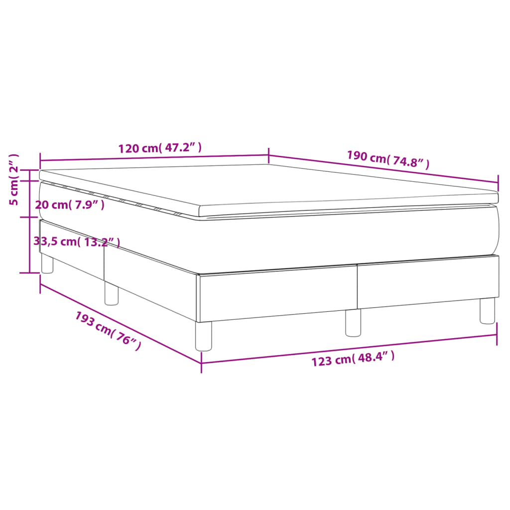 Boxspringbett mit Matratze Schwarz 120x190 cm Stoff