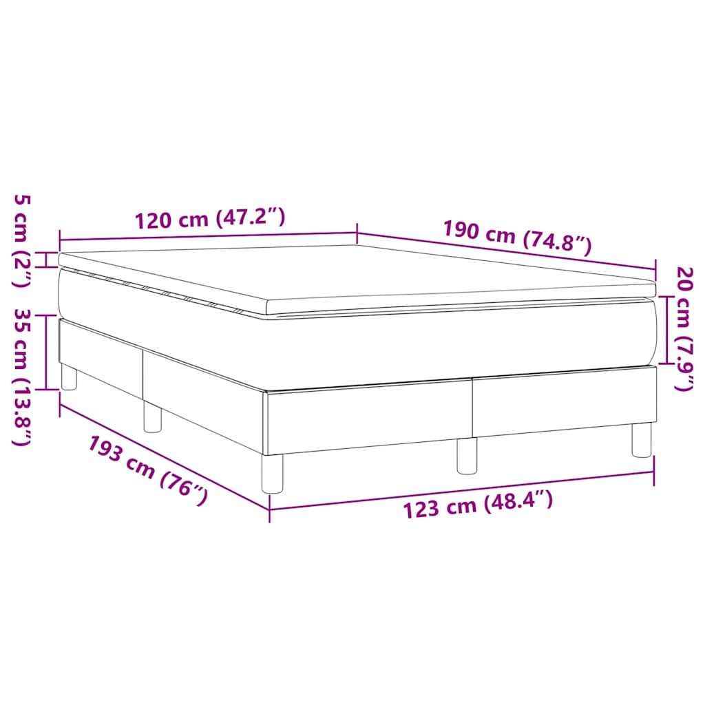Boxspringbett mit Matratze Creme 120x190 cm Stoff