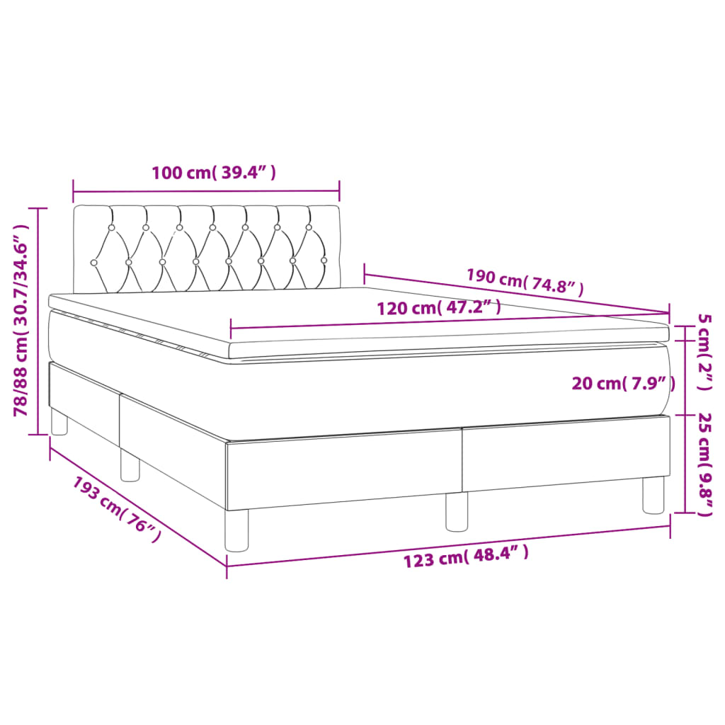 Boxspringbett mit Matratze Dunkelbraun 120x190 cm Stoff
