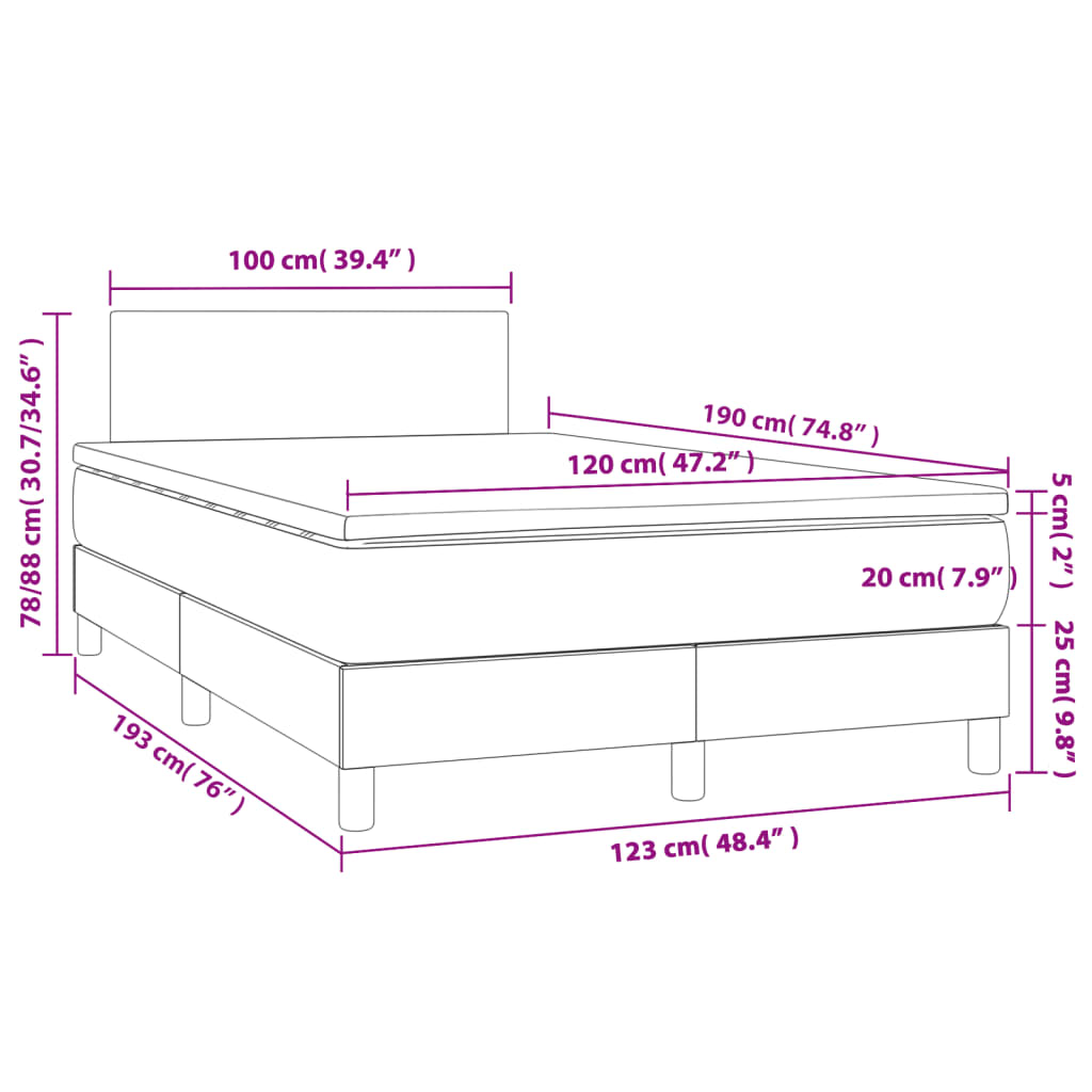 Boxspringbett mit Matratze Schwarz 120x190 cm Stoff