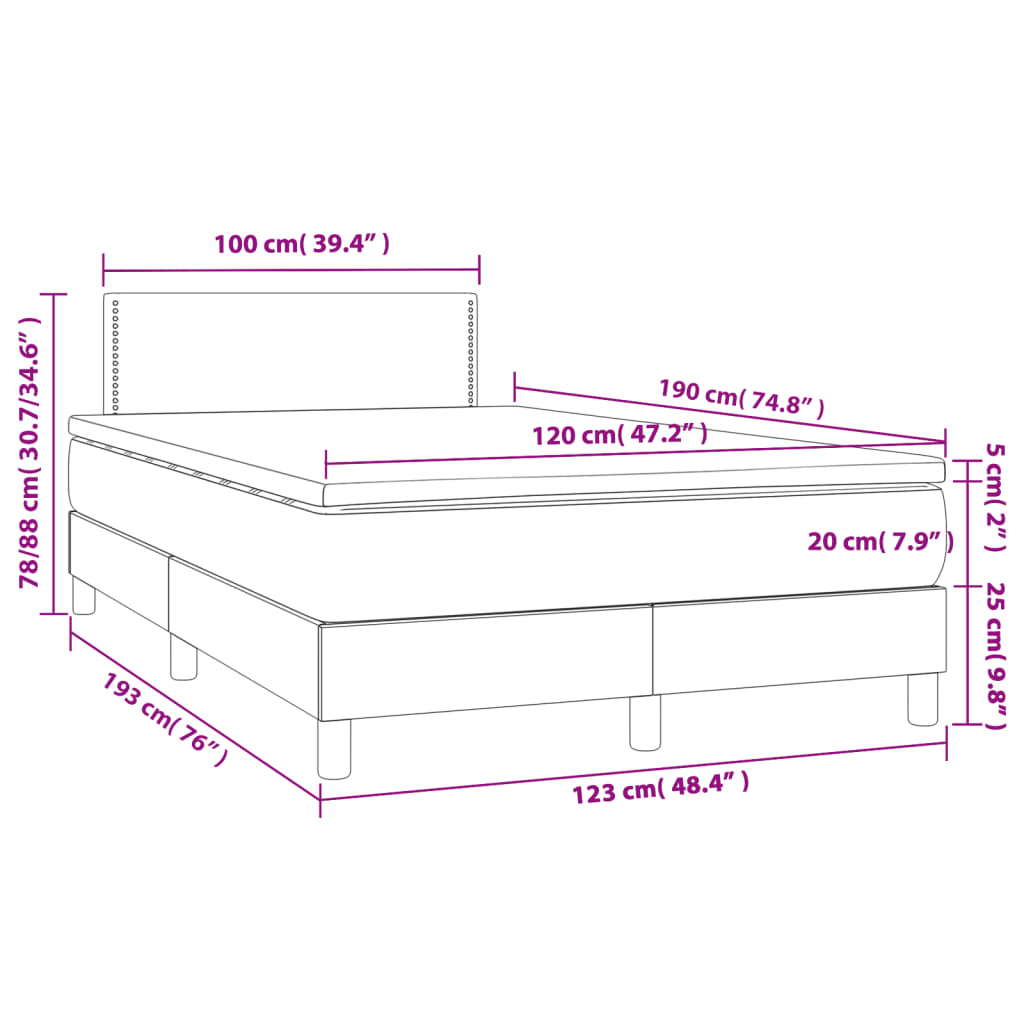Boxspringbett mit Matratze Schwarz 120x190 cm Stoff