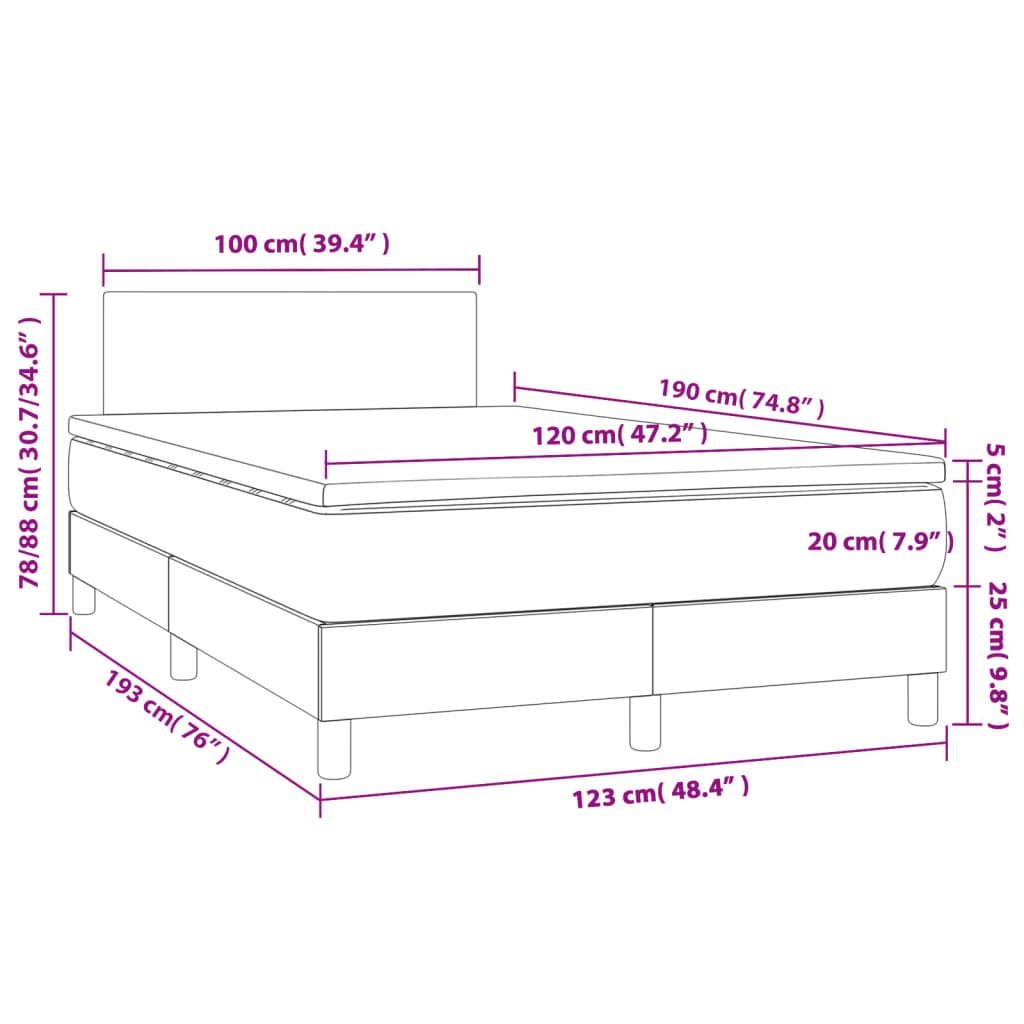 Boxspringbett mit Matratze Dunkelgrau 120x190 cm Samt