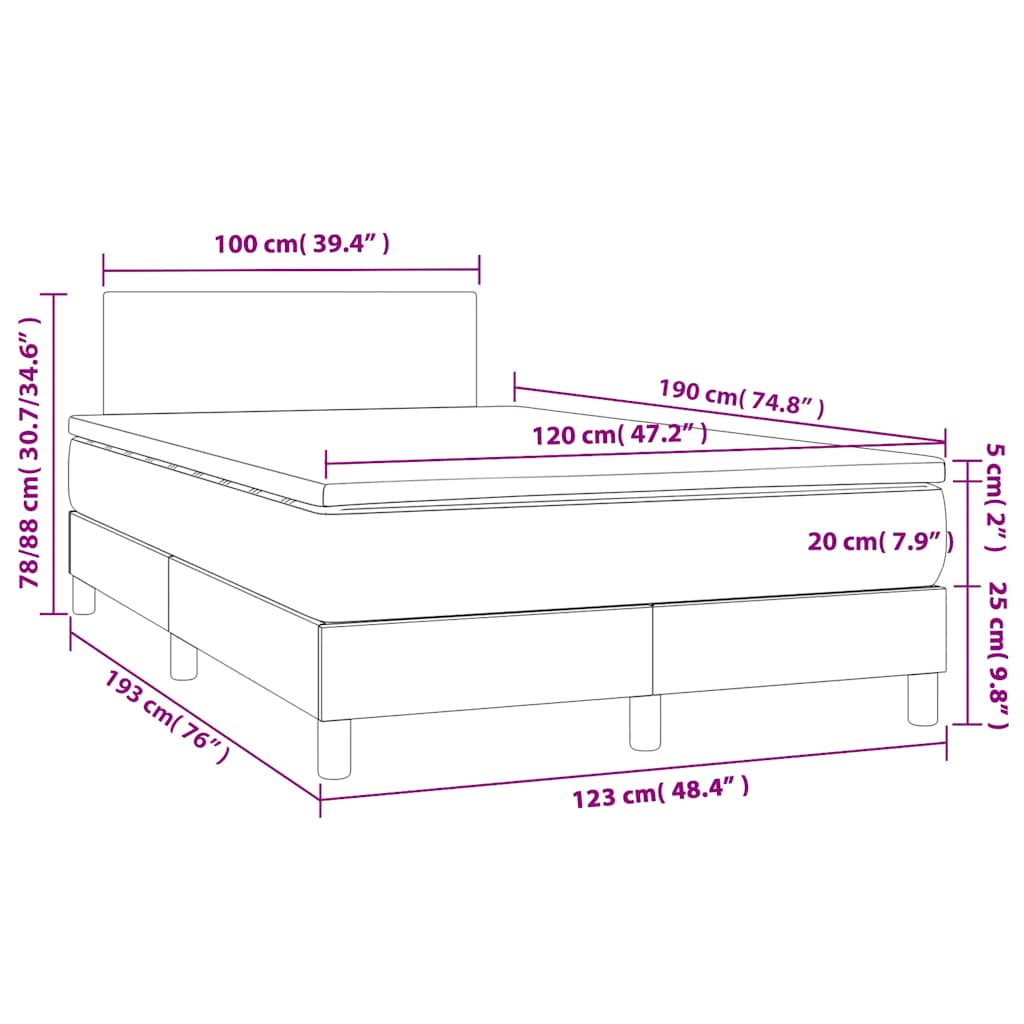 Boxspringbett mit Matratze Dunkelblau 120x190 cm Samt