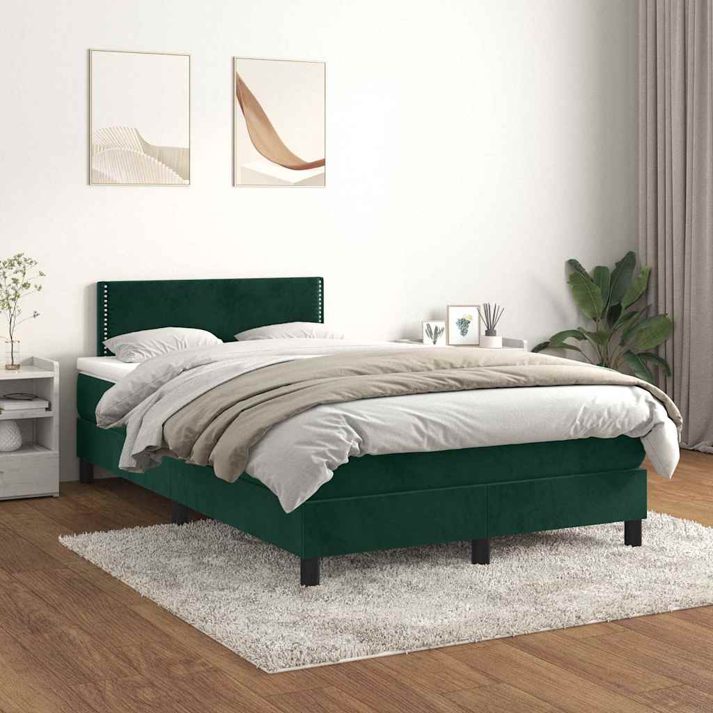 Boxspringbett mit Matratze Dunkelgrün 120x190 cm Samt