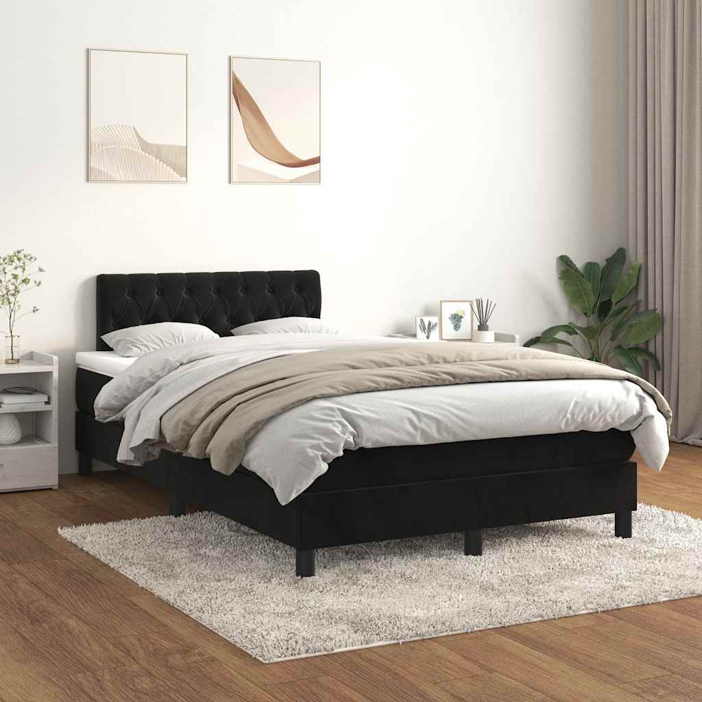 Boxspringbett mit Matratze Schwarz 120x190 cm Samt