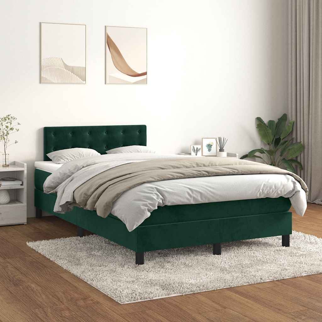 Boxspringbett mit Matratze Dunkelgrün 120x190 cm Samt