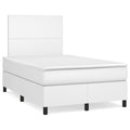 Boxspringbett mit Matratze Weiß 120x190 cm Kunstleder
