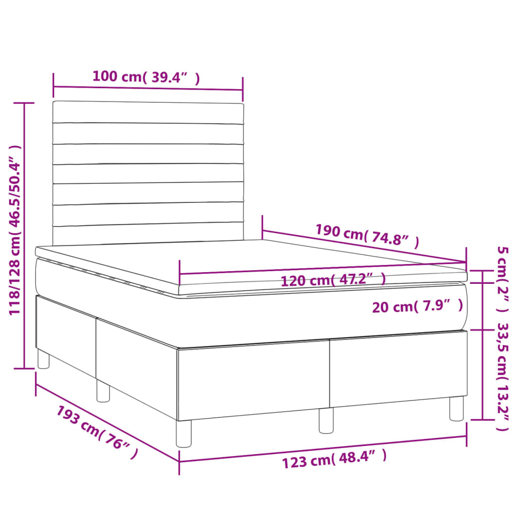 Boxspringbett mit Matratze Dunkelgrau 120x190 cm Samt