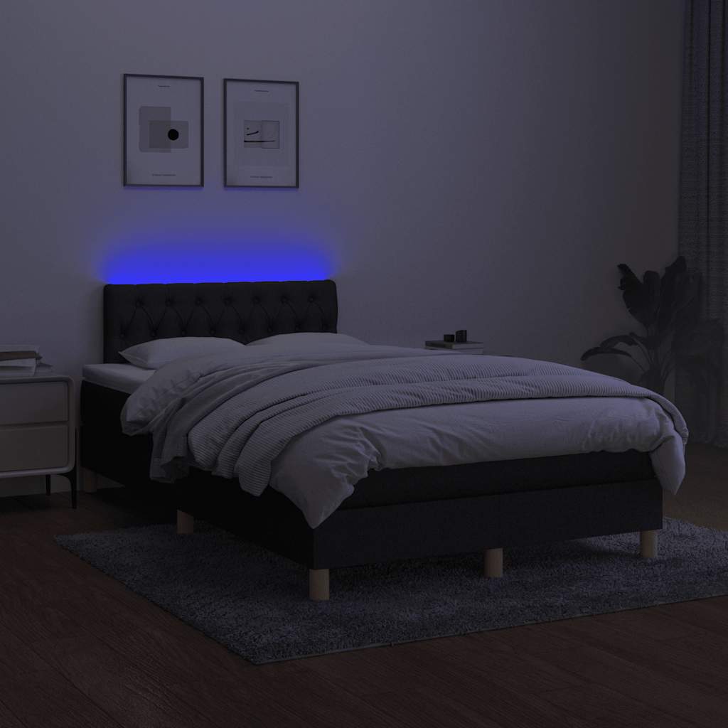 Boxspringbett mit Matratze & LED Schwarz 120x190 cm Stoff