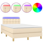 Boxspringbett mit Matratze & LED Creme 120x190 cm Stoff