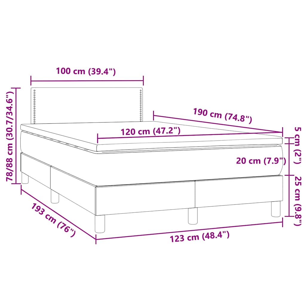 Boxspringbett mit Matratze & LED Dunkelgrün 120x190 cm Samt