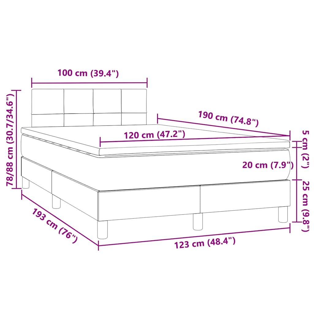 Boxspringbett mit Matratze & LED Dunkelgrün 120x190 cm Samt